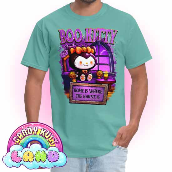 Home Is Where The Haunt Is Boo Kitty  - Candy Kult Land COLOUR Men's / Unisex Classic T-Shirt - Candy Kult - Candy Cult - Candy Kult Land - Wishbone - Boo Kitty - Panku - Frosti - Toxic Kitten - Hex-Heart - Cult Candy - Cake High Heels - [product_vendor}