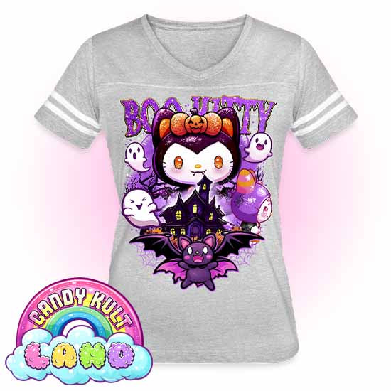 Boo Kitty Origins - Candy Kult Land Women’s Vintage Sport T-Shirt - Candy Kult - Candy Cult - Candy Kult Land - Wishbone - Boo Kitty - Panku - Frosti - Toxic Kitten - Hex-Heart - Cult Candy - Cake High Heels - [product_vendor}