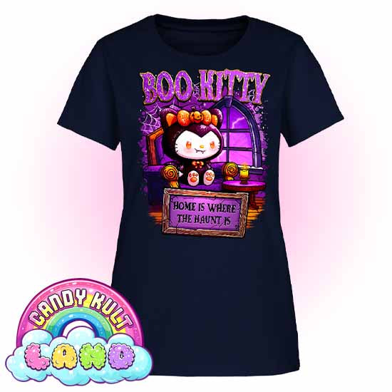 Home Is Where The Haunt Is Boo Kitty - Candy Kult land Women's FITTED T-Shirt - Candy Kult - Candy Cult - Candy Kult Land - Wishbone - Boo Kitty - Panku - Frosti - Toxic Kitten - Hex-Heart - Cult Candy - Cake High Heels - [product_vendor}