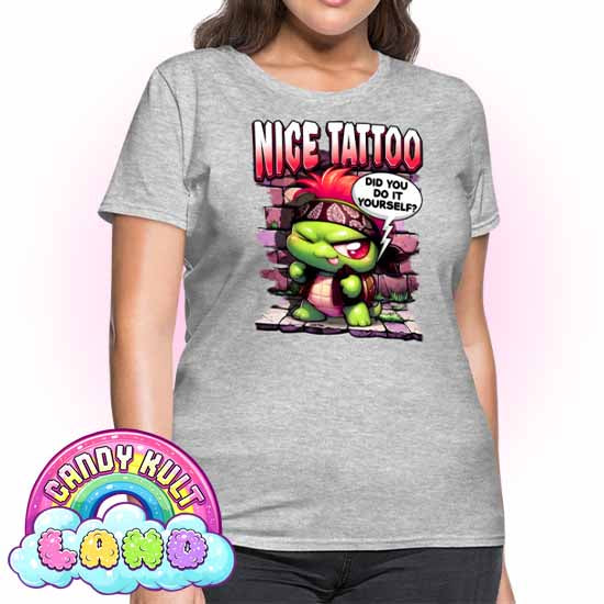 Nice Tattoo Did you Do It Yourself? Panku - Candy Kult Land Women's FITTED T-Shirt - Candy Kult - Candy Cult - Candy Kult Land - Wishbone - Boo Kitty - Panku - Frosti - Toxic Kitten - Hex-Heart - Cult Candy - Cake High Heels - [product_vendor}