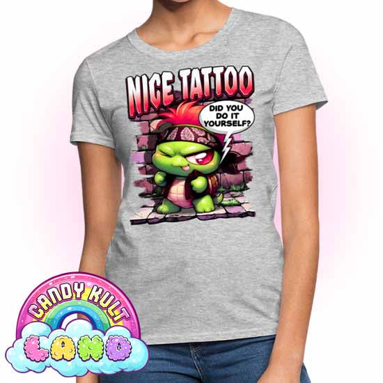 Nice Tattoo Did you Do It Yourself? Panku - Candy Kult Land Women's FITTED T-Shirt - Candy Kult - Candy Cult - Candy Kult Land - Wishbone - Boo Kitty - Panku - Frosti - Toxic Kitten - Hex-Heart - Cult Candy - Cake High Heels - [product_vendor}