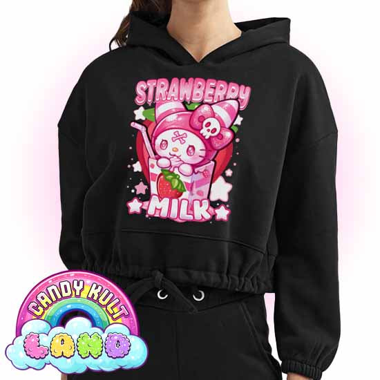 Wishbone Strawberry Milk - Candy Kult Land Women’s Cropped Hoodie