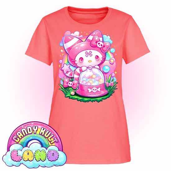 Wishbone Gumball Machine - Candy Kult Land Women's FITTED T-Shirt - Candy Kult - Candy Cult - Candy Kult Land - Wishbone - Boo Kitty - Panku - Frosti - Toxic Kitten - Hex-Heart - Cult Candy - Cake High Heels - [product_vendor}