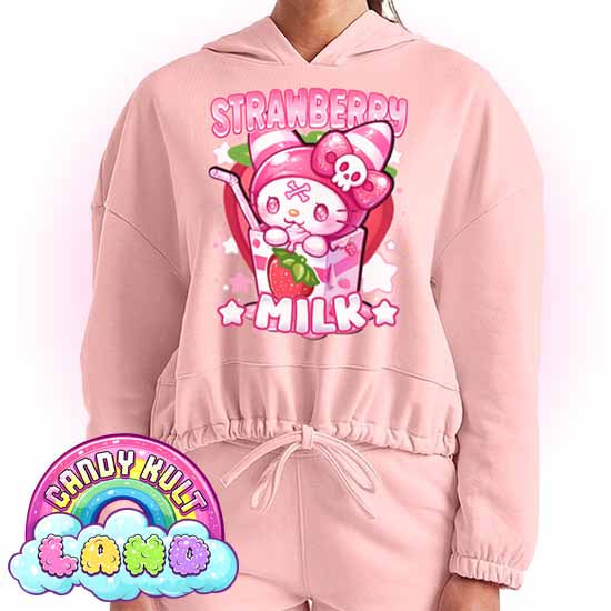 Wishbone Strawberry Milk - Candy Kult Land Women’s Cropped Hoodie