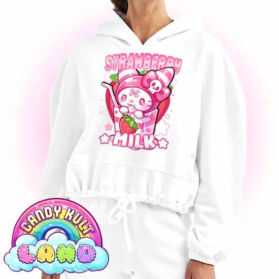 Wishbone Strawberry Milk - Candy Kult Land Women’s Cropped Hoodie