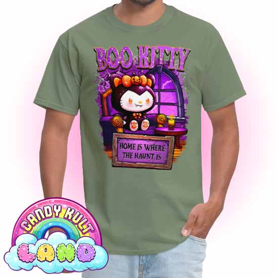 Home Is Where The Haunt Is Boo Kitty  - Candy Kult Land COLOUR Men's / Unisex Classic T-Shirt - Candy Kult - Candy Cult - Candy Kult Land - Wishbone - Boo Kitty - Panku - Frosti - Toxic Kitten - Hex-Heart - Cult Candy - Cake High Heels - [product_vendor}