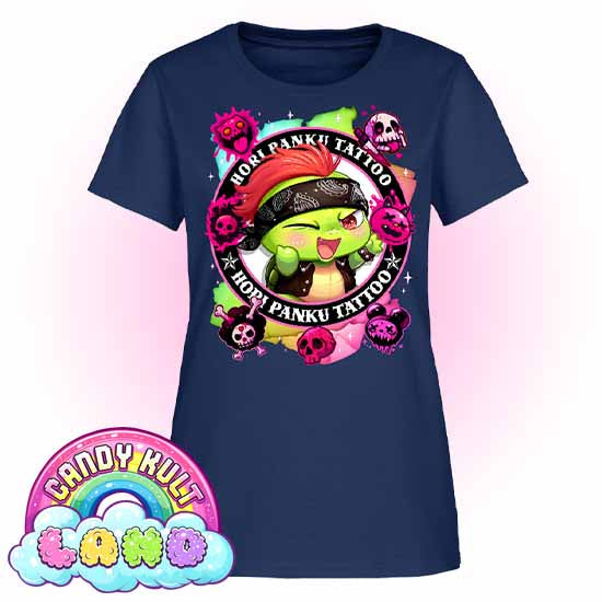 Hori Panku Tattoo Rainbow - Candy Kult Land Women's FITTED T-Shirt - Candy Kult - Candy Cult - Candy Kult Land - Wishbone - Boo Kitty - Panku - Frosti - Toxic Kitten - Hex-Heart - Cult Candy - Cake High Heels - [product_vendor}