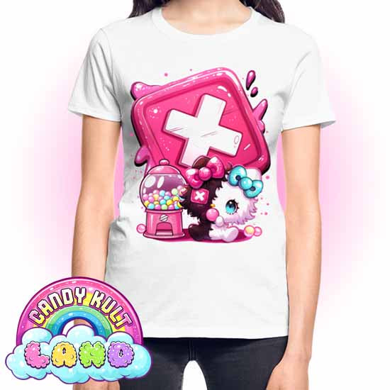 Toxic Kitten Bubble Gum Logo - Candy Kult Land REGULAR FIT Ladies T-Shirt - Candy Kult - Candy Cult - Candy Kult Land - Wishbone - Boo Kitty - Panku - Frosti - Toxic Kitten - Hex-Heart - Cult Candy - Cake High Heels - [product_vendor}