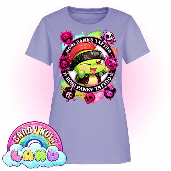 Hori Panku Tattoo Rainbow - Candy Kult Land Women's FITTED T-Shirt - Candy Kult - Candy Cult - Candy Kult Land - Wishbone - Boo Kitty - Panku - Frosti - Toxic Kitten - Hex-Heart - Cult Candy - Cake High Heels - [product_vendor}