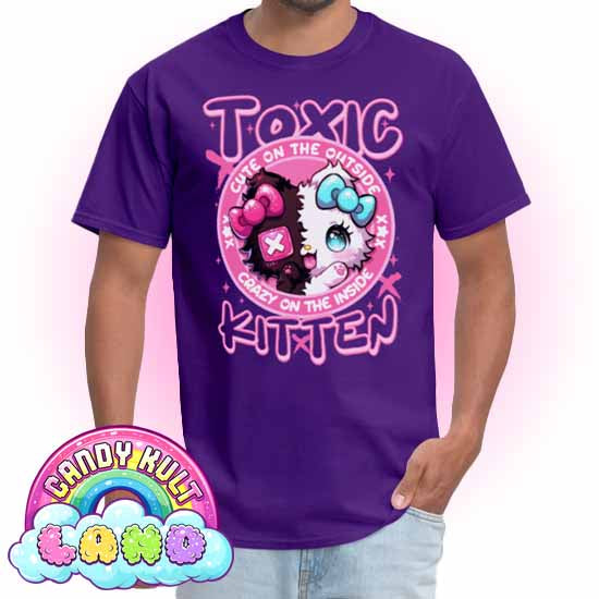 Crazy On The Inside Toxic Kitten  - Candy Kult Land COLOUR Men's / Unisex Classic T-Shirt - Candy Kult - Candy Cult - Candy Kult Land - Wishbone - Boo Kitty - Panku - Frosti - Toxic Kitten - Hex-Heart - Cult Candy - Cake High Heels - [product_vendor}
