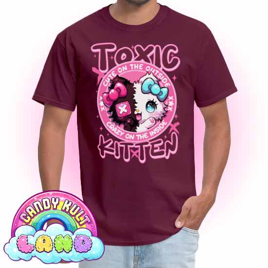 Crazy On The Inside Toxic Kitten  - Candy Kult Land COLOUR Men's / Unisex Classic T-Shirt - Candy Kult - Candy Cult - Candy Kult Land - Wishbone - Boo Kitty - Panku - Frosti - Toxic Kitten - Hex-Heart - Cult Candy - Cake High Heels - [product_vendor}