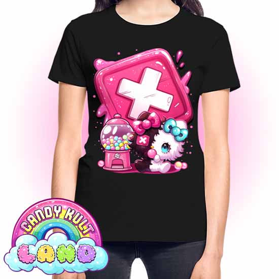 Toxic Kitten Bubble Gum Logo - Candy Kult Land REGULAR FIT Ladies T-Shirt - Candy Kult - Candy Cult - Candy Kult Land - Wishbone - Boo Kitty - Panku - Frosti - Toxic Kitten - Hex-Heart - Cult Candy - Cake High Heels - [product_vendor}