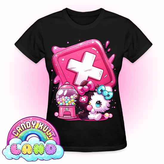 Toxic Kitten Bubble Gum Logo - Candy Kult Land REGULAR FIT Ladies T-Shirt - Candy Kult - Candy Cult - Candy Kult Land - Wishbone - Boo Kitty - Panku - Frosti - Toxic Kitten - Hex-Heart - Cult Candy - Cake High Heels - [product_vendor}