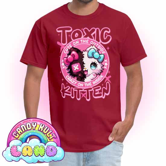 Crazy On The Inside Toxic Kitten  - Candy Kult Land COLOUR Men's / Unisex Classic T-Shirt - Candy Kult - Candy Cult - Candy Kult Land - Wishbone - Boo Kitty - Panku - Frosti - Toxic Kitten - Hex-Heart - Cult Candy - Cake High Heels - [product_vendor}
