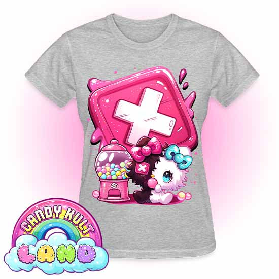 Toxic Kitten Bubble Gum Logo - Candy Kult Land REGULAR FIT Ladies T-Shirt - Candy Kult - Candy Cult - Candy Kult Land - Wishbone - Boo Kitty - Panku - Frosti - Toxic Kitten - Hex-Heart - Cult Candy - Cake High Heels - [product_vendor}