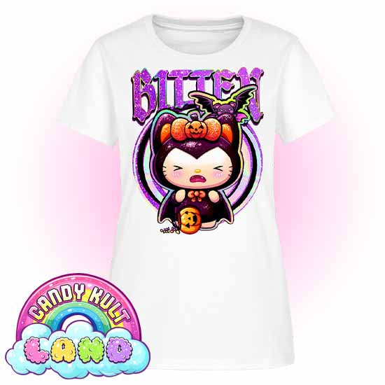 Boo Kitty Origins Bitten - Candy Kult Land Women's FITTED T-Shirt - Candy Kult - Candy Cult - Candy Kult Land - Wishbone - Boo Kitty - Panku - Frosti - Toxic Kitten - Hex-Heart - Cult Candy - Cake High Heels - [product_vendor}