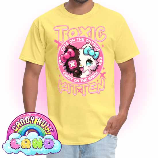 Crazy On The Inside Toxic Kitten  - Candy Kult Land COLOUR Men's / Unisex Classic T-Shirt - Candy Kult - Candy Cult - Candy Kult Land - Wishbone - Boo Kitty - Panku - Frosti - Toxic Kitten - Hex-Heart - Cult Candy - Cake High Heels - [product_vendor}