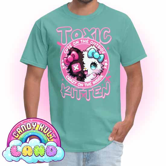 Crazy On The Inside Toxic Kitten  - Candy Kult Land COLOUR Men's / Unisex Classic T-Shirt - Candy Kult - Candy Cult - Candy Kult Land - Wishbone - Boo Kitty - Panku - Frosti - Toxic Kitten - Hex-Heart - Cult Candy - Cake High Heels - [product_vendor}