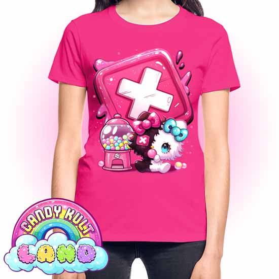 Toxic Kitten Bubble Gum Logo - Candy Kult Land REGULAR FIT Ladies T-Shirt - Candy Kult - Candy Cult - Candy Kult Land - Wishbone - Boo Kitty - Panku - Frosti - Toxic Kitten - Hex-Heart - Cult Candy - Cake High Heels - [product_vendor}