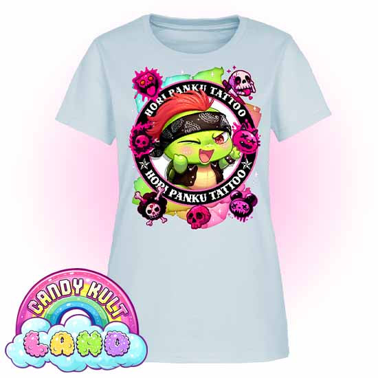 Hori Panku Tattoo Rainbow - Candy Kult Land Women's FITTED T-Shirt - Candy Kult - Candy Cult - Candy Kult Land - Wishbone - Boo Kitty - Panku - Frosti - Toxic Kitten - Hex-Heart - Cult Candy - Cake High Heels - [product_vendor}