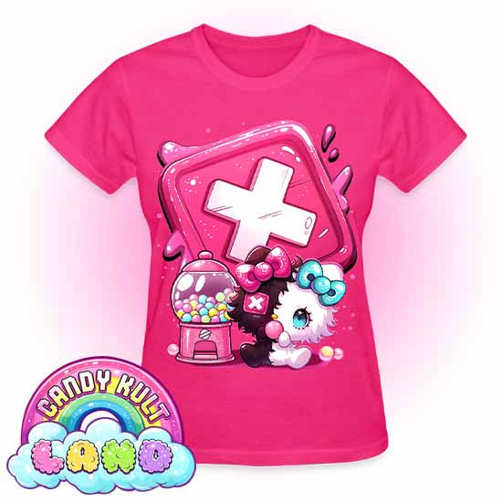 Toxic Kitten Bubble Gum Logo - Candy Kult Land REGULAR FIT Ladies T-Shirt - Candy Kult - Candy Cult - Candy Kult Land - Wishbone - Boo Kitty - Panku - Frosti - Toxic Kitten - Hex-Heart - Cult Candy - Cake High Heels - [product_vendor}