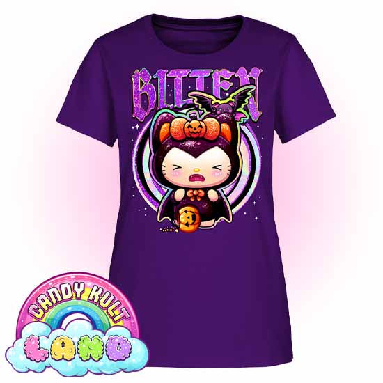 Boo Kitty Origins Bitten - Candy Kult Land Women's FITTED T-Shirt - Candy Kult - Candy Cult - Candy Kult Land - Wishbone - Boo Kitty - Panku - Frosti - Toxic Kitten - Hex-Heart - Cult Candy - Cake High Heels - [product_vendor}