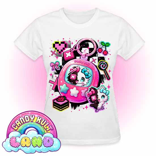 Toxic Kitten Virtual Pet - Candy Kult Land REGULAR FIT Ladies T-Shirt - Candy Kult - Candy Cult - Candy Kult Land - Wishbone - Boo Kitty - Panku - Frosti - Toxic Kitten - Hex-Heart - Cult Candy - Cake High Heels - [product_vendor}