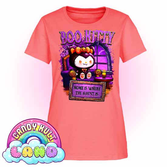Home Is Where The Haunt Is Boo Kitty - Candy Kult land Women's FITTED T-Shirt - Candy Kult - Candy Cult - Candy Kult Land - Wishbone - Boo Kitty - Panku - Frosti - Toxic Kitten - Hex-Heart - Cult Candy - Cake High Heels - [product_vendor}