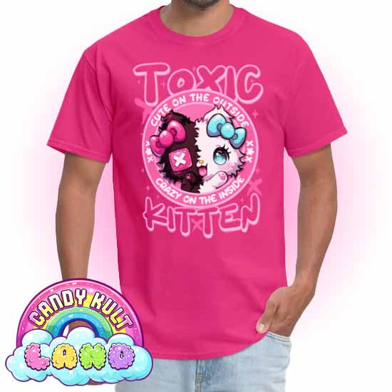 Crazy On The Inside Toxic Kitten  - Candy Kult Land COLOUR Men's / Unisex Classic T-Shirt - Candy Kult - Candy Cult - Candy Kult Land - Wishbone - Boo Kitty - Panku - Frosti - Toxic Kitten - Hex-Heart - Cult Candy - Cake High Heels - [product_vendor}