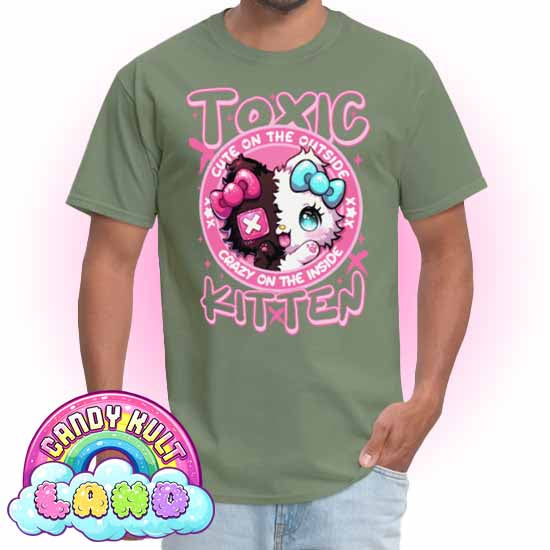 Crazy On The Inside Toxic Kitten  - Candy Kult Land COLOUR Men's / Unisex Classic T-Shirt - Candy Kult - Candy Cult - Candy Kult Land - Wishbone - Boo Kitty - Panku - Frosti - Toxic Kitten - Hex-Heart - Cult Candy - Cake High Heels - [product_vendor}