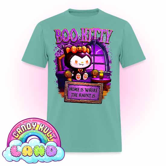 Home Is Where The Haunt Is Boo Kitty  - Candy Kult Land COLOUR Men's / Unisex Classic T-Shirt - Candy Kult - Candy Cult - Candy Kult Land - Wishbone - Boo Kitty - Panku - Frosti - Toxic Kitten - Hex-Heart - Cult Candy - Cake High Heels - [product_vendor}