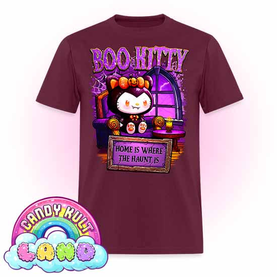 Home Is Where The Haunt Is Boo Kitty  - Candy Kult Land COLOUR Men's / Unisex Classic T-Shirt - Candy Kult - Candy Cult - Candy Kult Land - Wishbone - Boo Kitty - Panku - Frosti - Toxic Kitten - Hex-Heart - Cult Candy - Cake High Heels - [product_vendor}