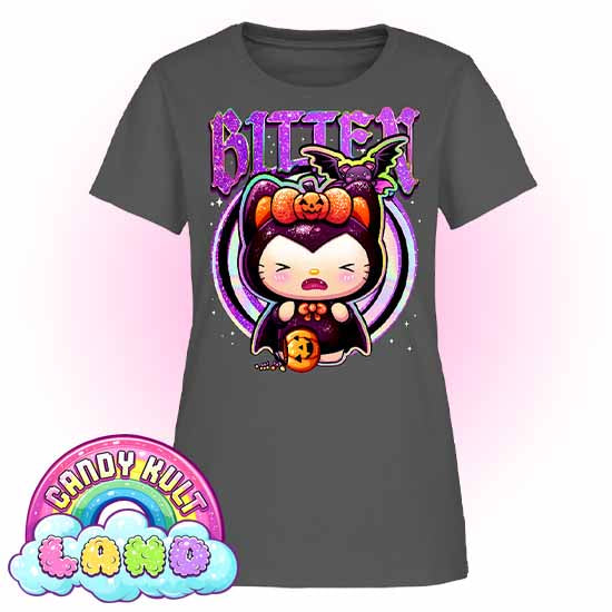 Boo Kitty Origins Bitten - Candy Kult Land Women's FITTED T-Shirt - Candy Kult - Candy Cult - Candy Kult Land - Wishbone - Boo Kitty - Panku - Frosti - Toxic Kitten - Hex-Heart - Cult Candy - Cake High Heels - [product_vendor}