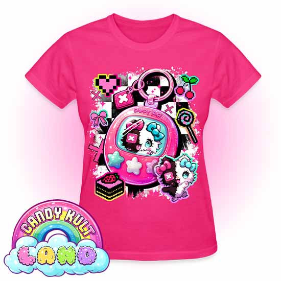 Toxic Kitten Virtual Pet - Candy Kult Land REGULAR FIT Ladies T-Shirt - Candy Kult - Candy Cult - Candy Kult Land - Wishbone - Boo Kitty - Panku - Frosti - Toxic Kitten - Hex-Heart - Cult Candy - Cake High Heels - [product_vendor}