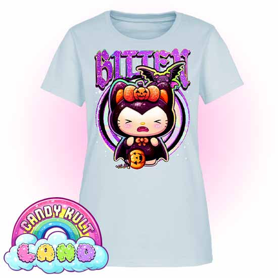 Boo Kitty Origins Bitten - Candy Kult Land Women's FITTED T-Shirt - Candy Kult - Candy Cult - Candy Kult Land - Wishbone - Boo Kitty - Panku - Frosti - Toxic Kitten - Hex-Heart - Cult Candy - Cake High Heels - [product_vendor}