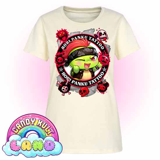 Hori Panku Tattoo Black - Candy Kult Land Women's FITTED T-Shirt - Candy Kult - Candy Cult - Candy Kult Land - Wishbone - Boo Kitty - Panku - Frosti - Toxic Kitten - Hex-Heart - Cult Candy - Cake High Heels - [product_vendor}