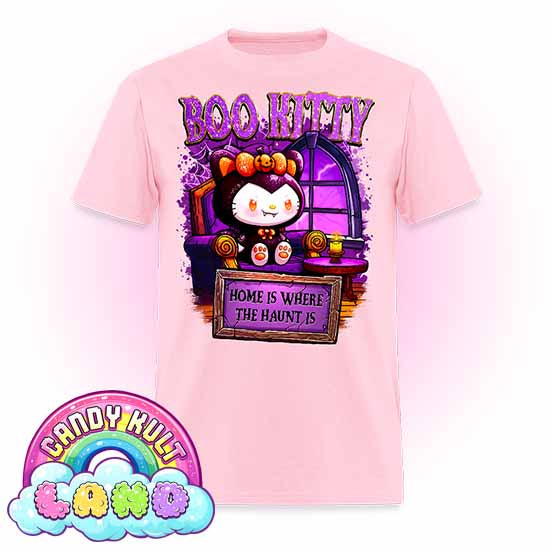 Home Is Where The Haunt Is Boo Kitty  - Candy Kult Land COLOUR Men's / Unisex Classic T-Shirt - Candy Kult - Candy Cult - Candy Kult Land - Wishbone - Boo Kitty - Panku - Frosti - Toxic Kitten - Hex-Heart - Cult Candy - Cake High Heels - [product_vendor}