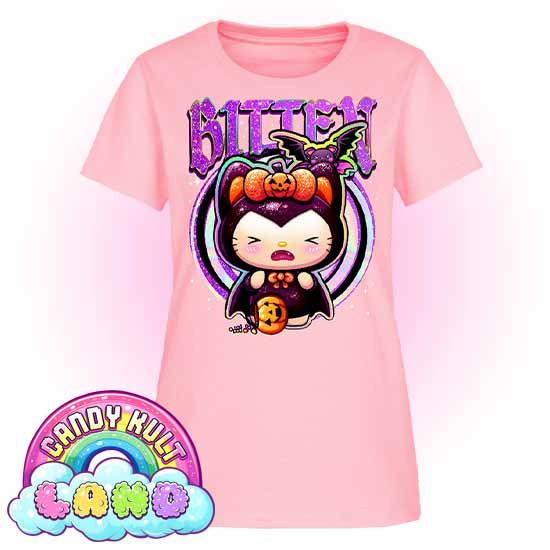 Boo Kitty Origins Bitten - Candy Kult Land Women's FITTED T-Shirt - Candy Kult - Candy Cult - Candy Kult Land - Wishbone - Boo Kitty - Panku - Frosti - Toxic Kitten - Hex-Heart - Cult Candy - Cake High Heels - [product_vendor}