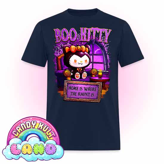 Home Is Where The Haunt Is Boo Kitty  - Candy Kult Land COLOUR Men's / Unisex Classic T-Shirt - Candy Kult - Candy Cult - Candy Kult Land - Wishbone - Boo Kitty - Panku - Frosti - Toxic Kitten - Hex-Heart - Cult Candy - Cake High Heels - [product_vendor}