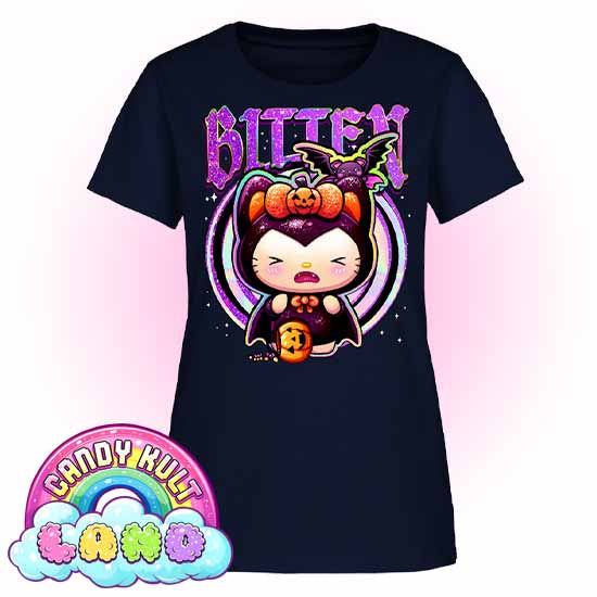 Boo Kitty Origins Bitten - Candy Kult Land Women's FITTED T-Shirt - Candy Kult - Candy Cult - Candy Kult Land - Wishbone - Boo Kitty - Panku - Frosti - Toxic Kitten - Hex-Heart - Cult Candy - Cake High Heels - [product_vendor}