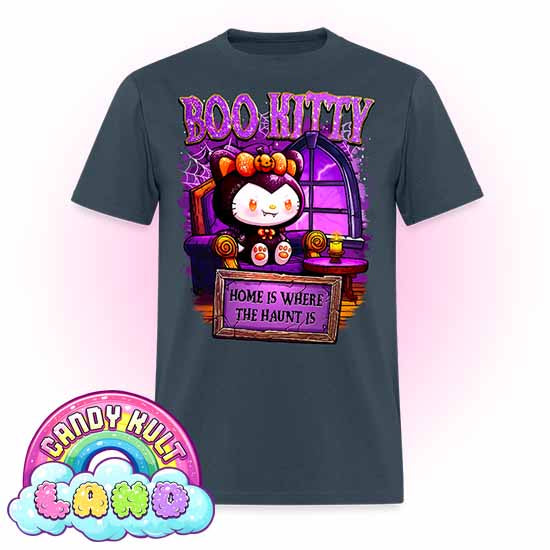 Home Is Where The Haunt Is Boo Kitty  - Candy Kult Land Men's / Unisex Classic T-Shirt - Candy Kult - Candy Cult - Candy Kult Land - Wishbone - Boo Kitty - Panku - Frosti - Toxic Kitten - Hex-Heart - Cult Candy - Cake High Heels - [product_vendor}
