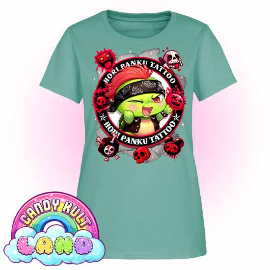 Hori Panku Tattoo Black - Candy Kult Land Women's FITTED T-Shirt - Candy Kult - Candy Cult - Candy Kult Land - Wishbone - Boo Kitty - Panku - Frosti - Toxic Kitten - Hex-Heart - Cult Candy - Cake High Heels - [product_vendor}