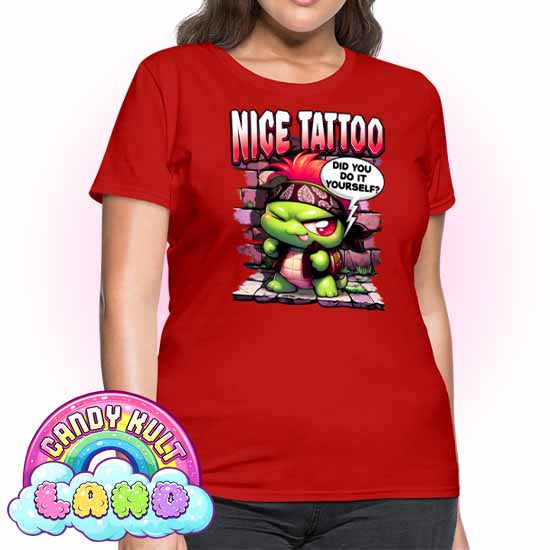 Nice Tattoo Did you Do It Yourself? Panku - Candy Kult Land Women's FITTED T-Shirt - Candy Kult - Candy Cult - Candy Kult Land - Wishbone - Boo Kitty - Panku - Frosti - Toxic Kitten - Hex-Heart - Cult Candy - Cake High Heels - [product_vendor}