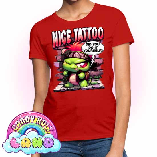 Nice Tattoo Did you Do It Yourself? Panku - Candy Kult Land Women's FITTED T-Shirt - Candy Kult - Candy Cult - Candy Kult Land - Wishbone - Boo Kitty - Panku - Frosti - Toxic Kitten - Hex-Heart - Cult Candy - Cake High Heels - [product_vendor}