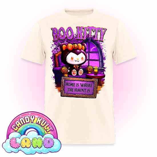 Home Is Where The Haunt Is Boo Kitty  - Candy Kult Land Men's / Unisex Classic T-Shirt - Candy Kult - Candy Cult - Candy Kult Land - Wishbone - Boo Kitty - Panku - Frosti - Toxic Kitten - Hex-Heart - Cult Candy - Cake High Heels - [product_vendor}