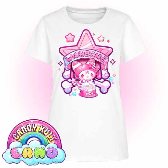 Wishbone Gumball Machine Logo - Candy Kult Land Women's FITTED T-Shirt - Candy Kult - Candy Cult - Candy Kult Land - Wishbone - Boo Kitty - Panku - Frosti - Toxic Kitten - Hex-Heart - Cult Candy - Cake High Heels - [product_vendor}