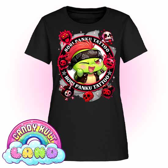 Hori Panku Tattoo Black - Candy Kult Land Women's FITTED T-Shirt - Candy Kult - Candy Cult - Candy Kult Land - Wishbone - Boo Kitty - Panku - Frosti - Toxic Kitten - Hex-Heart - Cult Candy - Cake High Heels - [product_vendor}