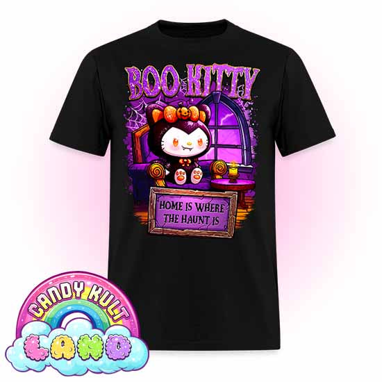 Home Is Where The Haunt Is Boo Kitty  - Candy Kult Land Men's / Unisex Classic T-Shirt - Candy Kult - Candy Cult - Candy Kult Land - Wishbone - Boo Kitty - Panku - Frosti - Toxic Kitten - Hex-Heart - Cult Candy - Cake High Heels - [product_vendor}