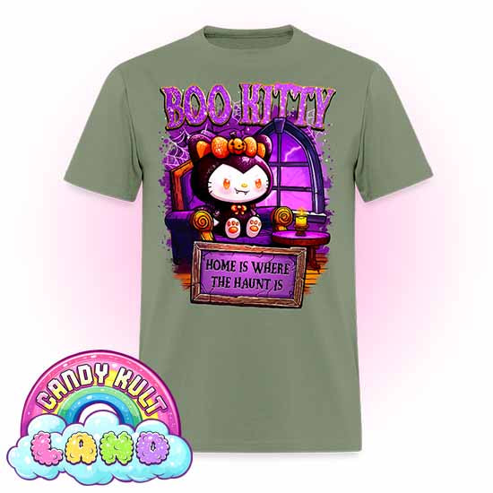 Home Is Where The Haunt Is Boo Kitty  - Candy Kult Land COLOUR Men's / Unisex Classic T-Shirt - Candy Kult - Candy Cult - Candy Kult Land - Wishbone - Boo Kitty - Panku - Frosti - Toxic Kitten - Hex-Heart - Cult Candy - Cake High Heels - [product_vendor}