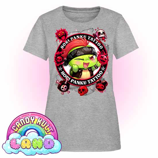 Hori Panku Tattoo Black - Candy Kult Land Women's FITTED T-Shirt - Candy Kult - Candy Cult - Candy Kult Land - Wishbone - Boo Kitty - Panku - Frosti - Toxic Kitten - Hex-Heart - Cult Candy - Cake High Heels - [product_vendor}